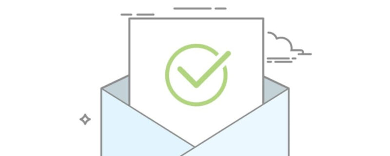 A graphic of an envelope with a checkmark on it.
