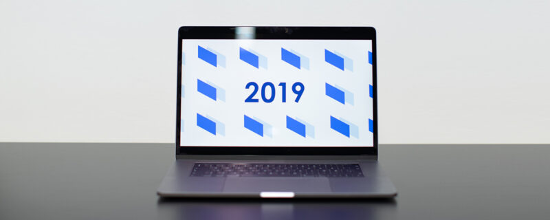 A picture of laptop screen with 2019 on it