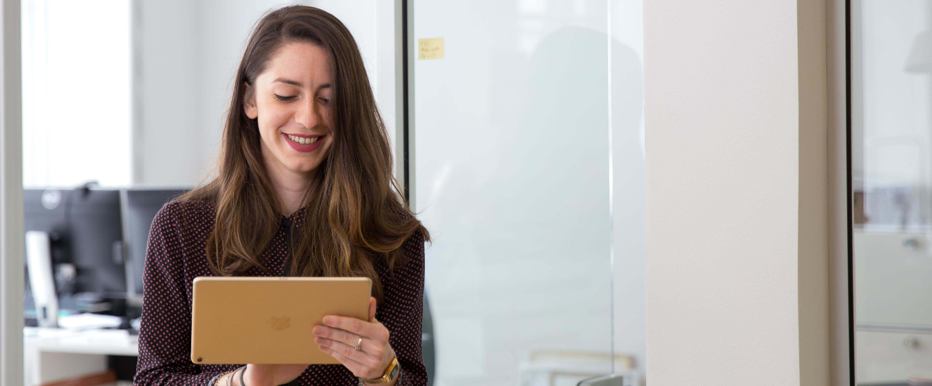 Young businessperson working on a tablet