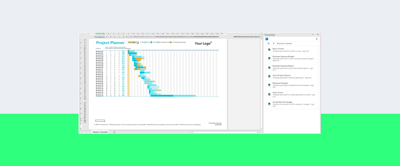 A screen shot of a project planner