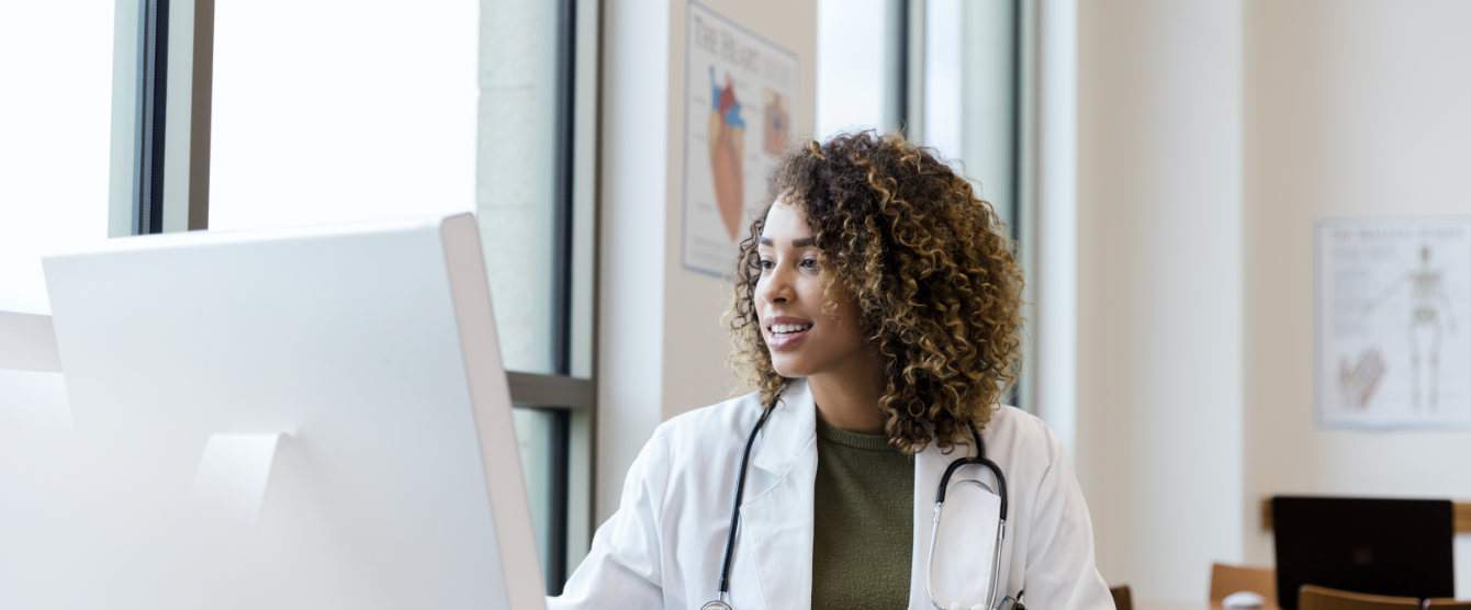 A doctor working in front of a computer