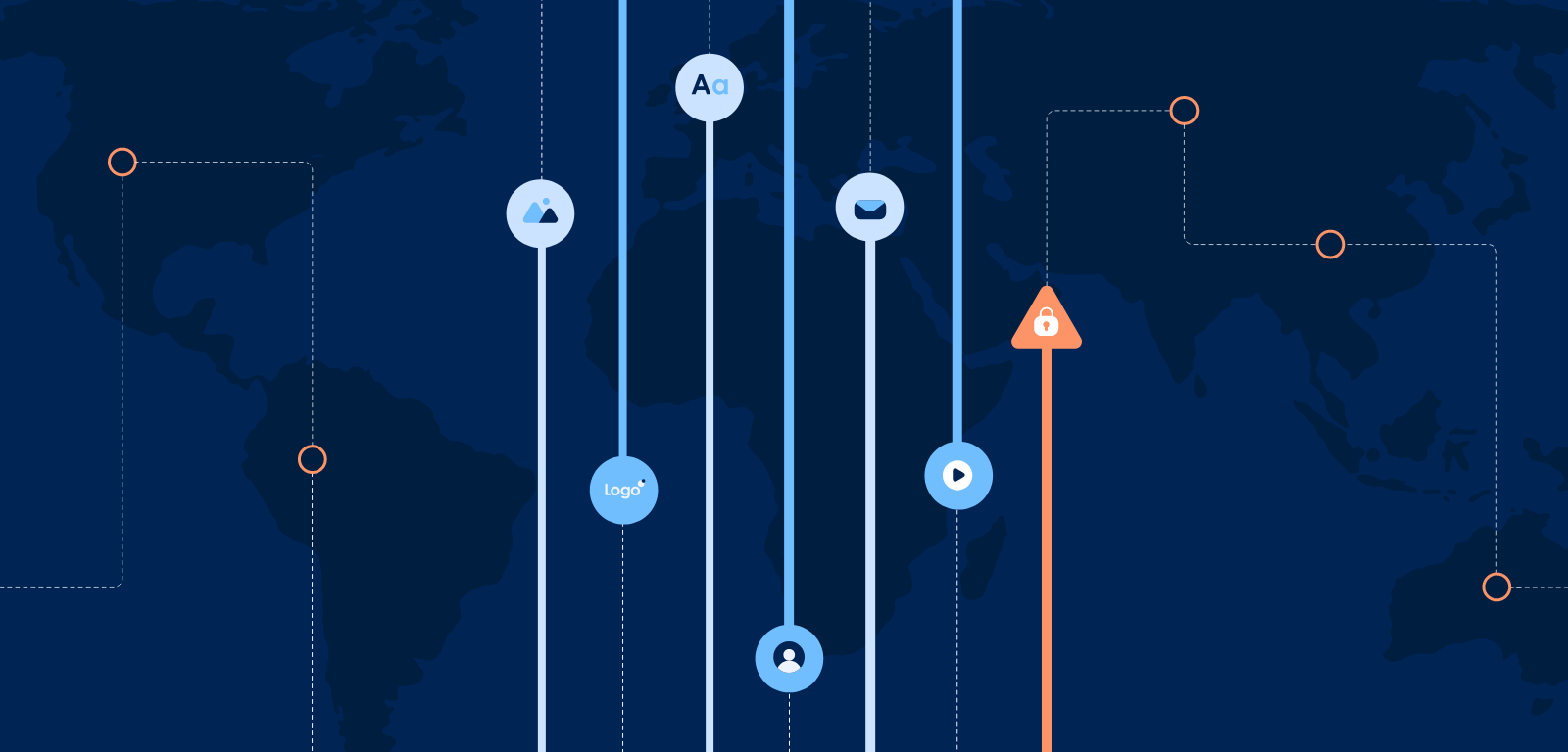 Digtal picture of arrows and different icons