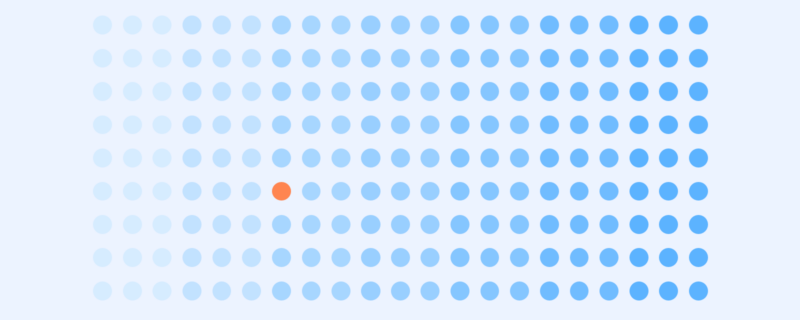 Blue dots with one that is orange