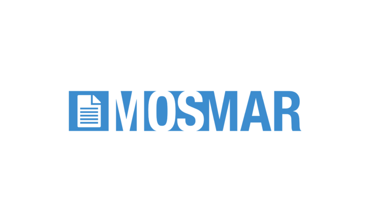 Mosmar logo in blue on white background