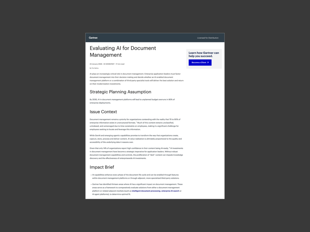 Gartner® report: Evaluating AI for Document Management